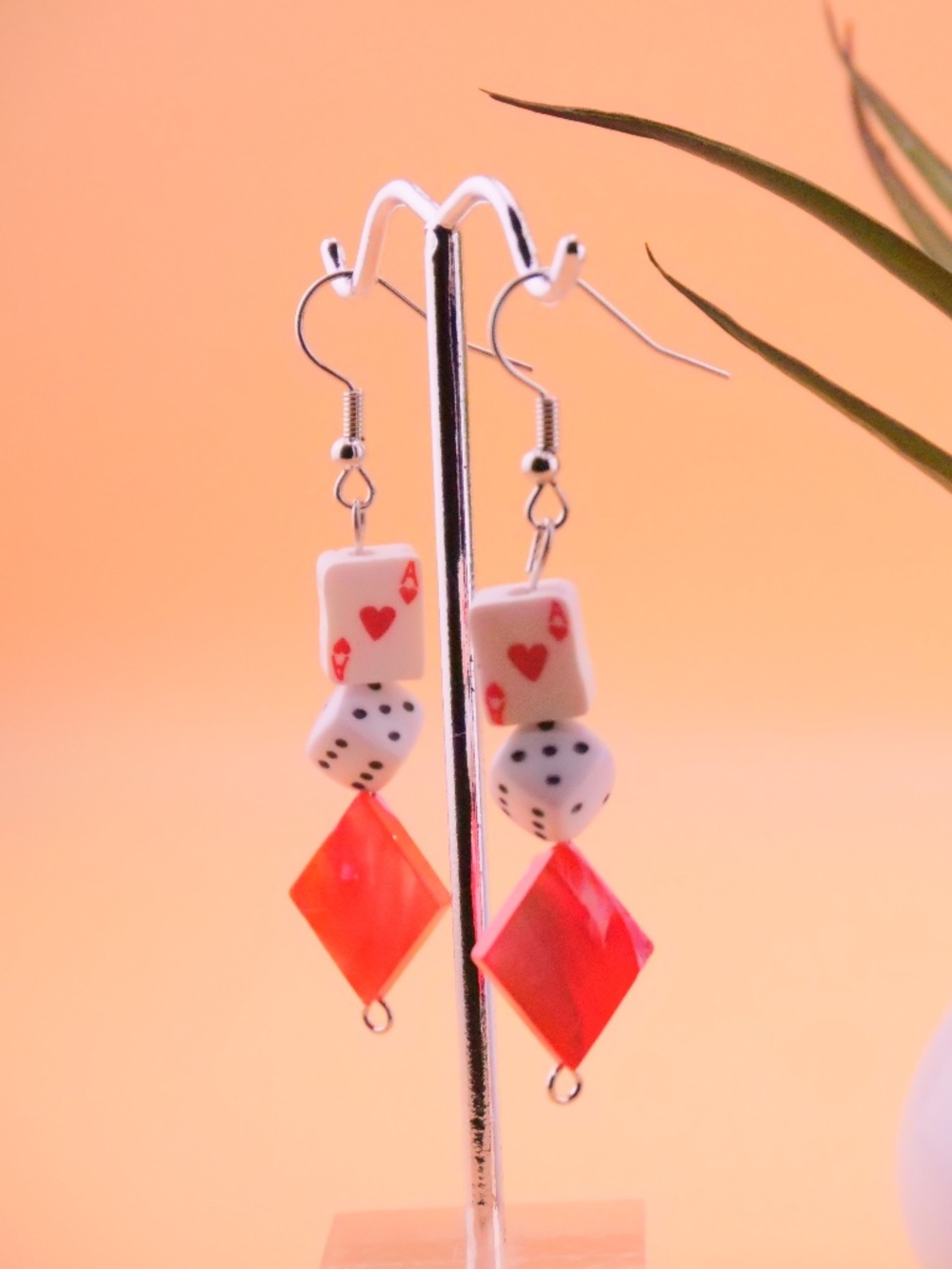 Queen of Hearts Earrings | Dice & Playing Card Earrings Casino Inspired Jewelry